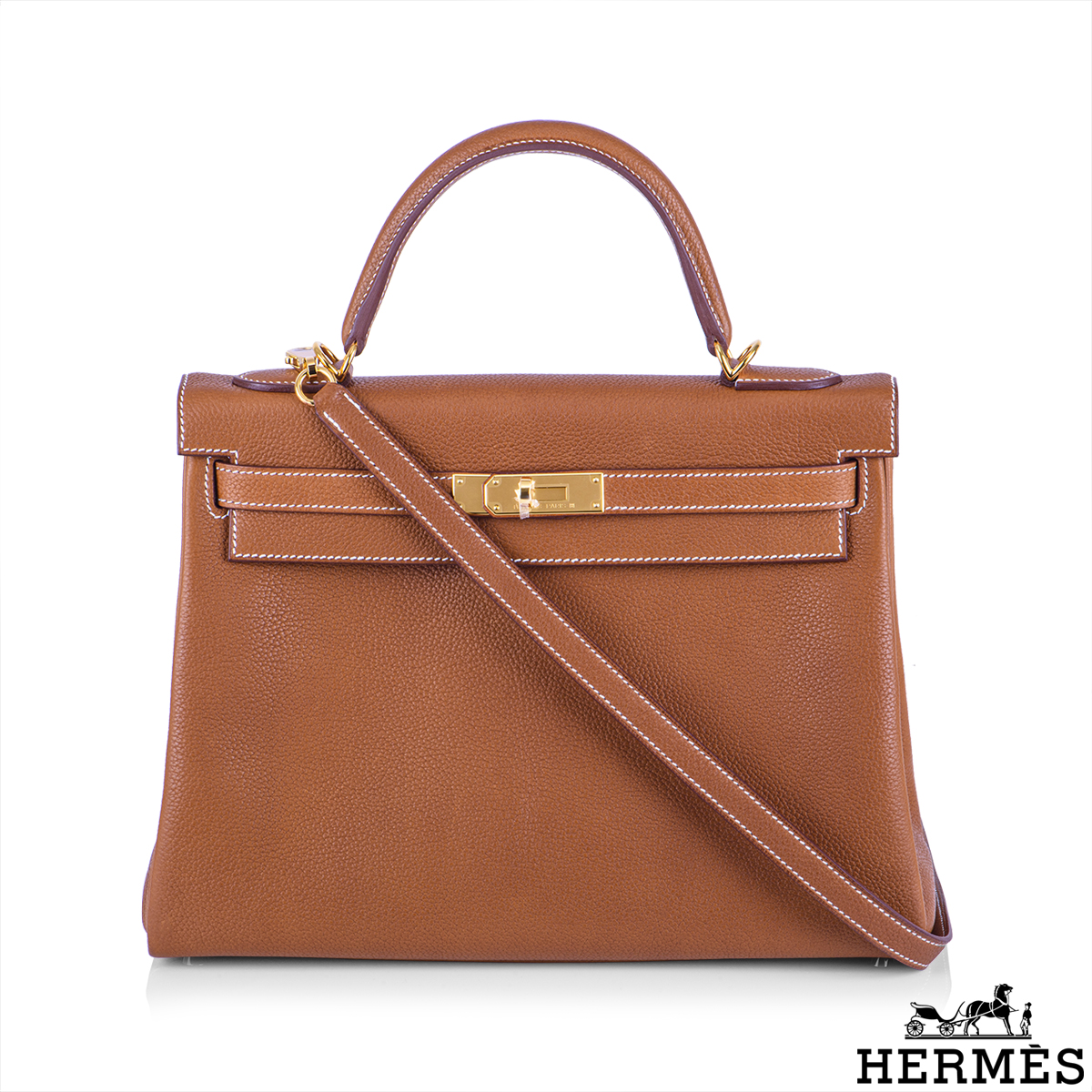 Hermés Kelly 32cm Fauve Barenia Faubourg GHW Handbag